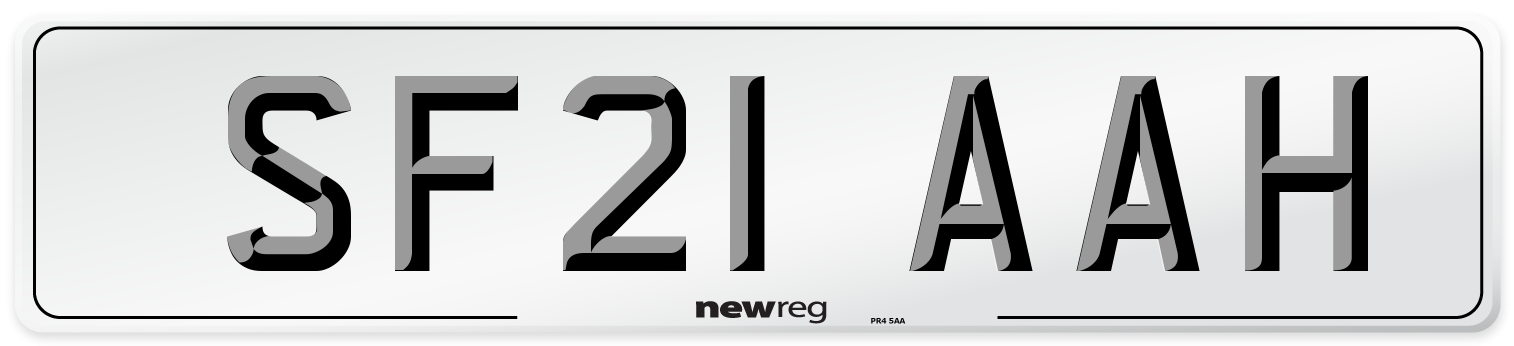 SF21 AAH Number Plate from New Reg